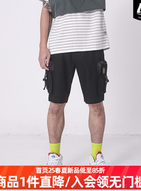 LNBR原创潮牌2021夏季黑色多口袋时尚百搭工装短裤休闲五分裤大码