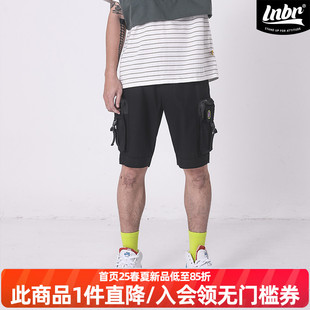 黑色多口袋时尚 大码 百搭工装 休闲五分裤 短裤 LNBR原创潮牌2021夏季