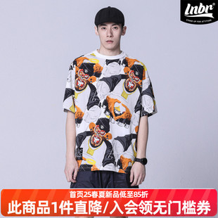 t恤满印漫画潮流情侣印花半袖 shake 短袖 T加大 well联名款 lnbr