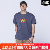 大码 LNBR熊电夏季 美式 高街半袖 藏青色字母刺绣短袖 T恤男基础短袖