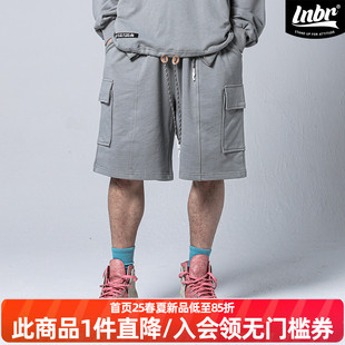 大码 男抽绳宽松潮流百搭五分裤 街头休闲运动短裤 LNBR美式
