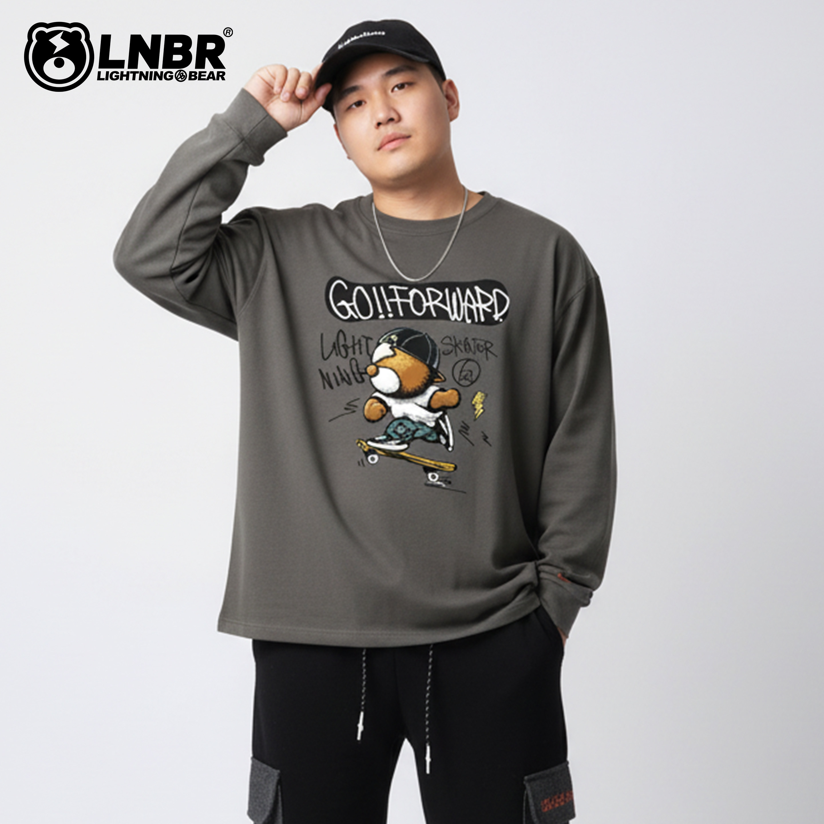 LNBR宽松大码潮流长袖圆领T恤