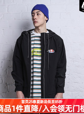 LNBR熊电春季黑色连帽拉链外套男个性百搭休闲宽松夹克大码