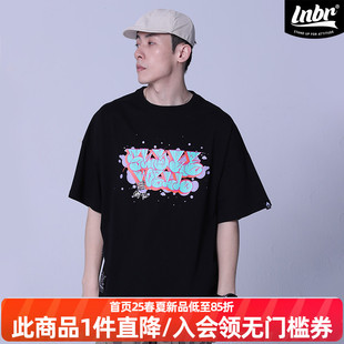 新品 shake 夏季 字母涂鸦印花休闲T恤宽松情侣潮 well联名款 lnbr