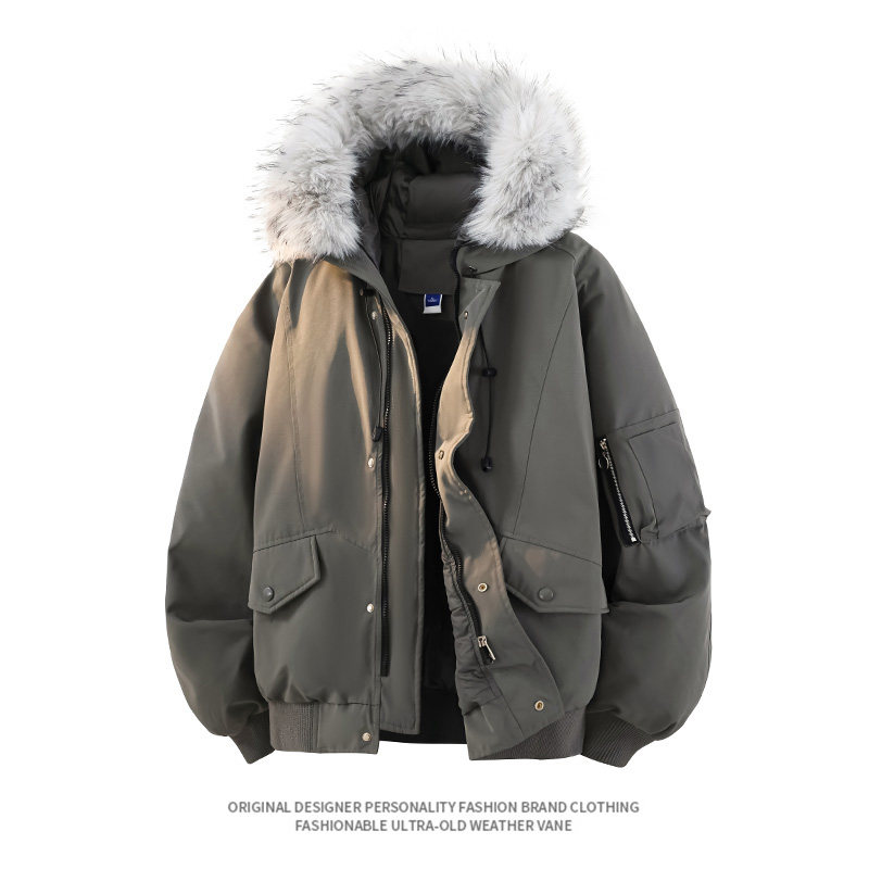 美式休闲冬季新品男士迷彩冬季座山雕连帽可拆卸派克服棉服男款