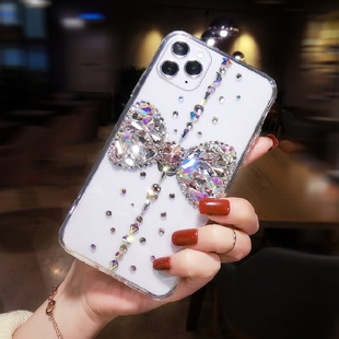 蝴蝶结oppoReno12镶钻手机壳奢华reno10pro+高级水晶11带钻石闪9se个性创意Findx7保护套防摔X6全包A98女5潮4