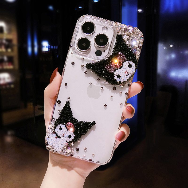 酷洛米iPhone16plus镶钻手机壳奢华新款苹果15ProMax带钻石闪14适用13mini卡通可爱12保护套XS透明XR女7全包8