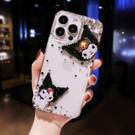 酷洛米iPhone17ProMax镶钻手机壳奢华新款苹果16带钻石闪15plus适用13mini卡通可爱12保护套XS全包14女11潮78