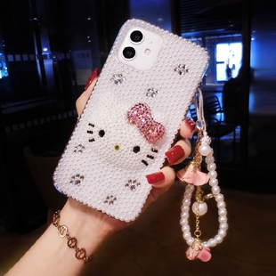 华为Mate80pro卡通镶钻手机壳可爱女Pura70带钻石闪p60珍珠水晶P50全包防摔nova14网红13新款荣耀500适用12