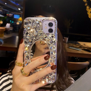 宝石镜子oppoReno12满钻手机壳高档reno10pro+带钻石闪11奢华水晶9se个性Findx7全包软X6防摔A98网红5新款4女