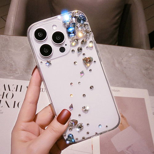 苹果18ProMax奢华水钻手机壳高级感iPhone17带钻石闪13mini保护套16防摔15plus全包14软边12女神XS气质适用11