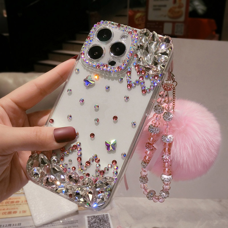 新款iPhone17ProMax镶钻手机壳奢华13mini带钻石闪15plus适用苹果16全包精孔摄像头14防摔12网红女11链XS软套,3C数码配件,手机保护套/壳,淘宝优惠券,粉丝福利购,淘宝优惠卷