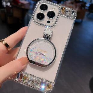 网红流沙oppoReno12镶钻手机壳带支架reno10pro+高级水晶11带钻石闪9se创意Findx7时尚X6女款A98防摔5全包4软