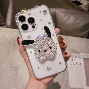 帕恰狗oppoReno12镶钻手机壳卡通可爱Reno10pro+带钻石闪11全包9se软硅胶套findx7奢华水晶X6支架A98新款5女4