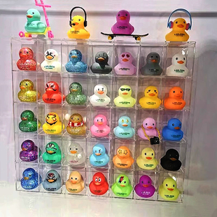 亚克力林里小黄鸭透明展示架手打柠檬鸭防尘收纳架分格手办陈列架
