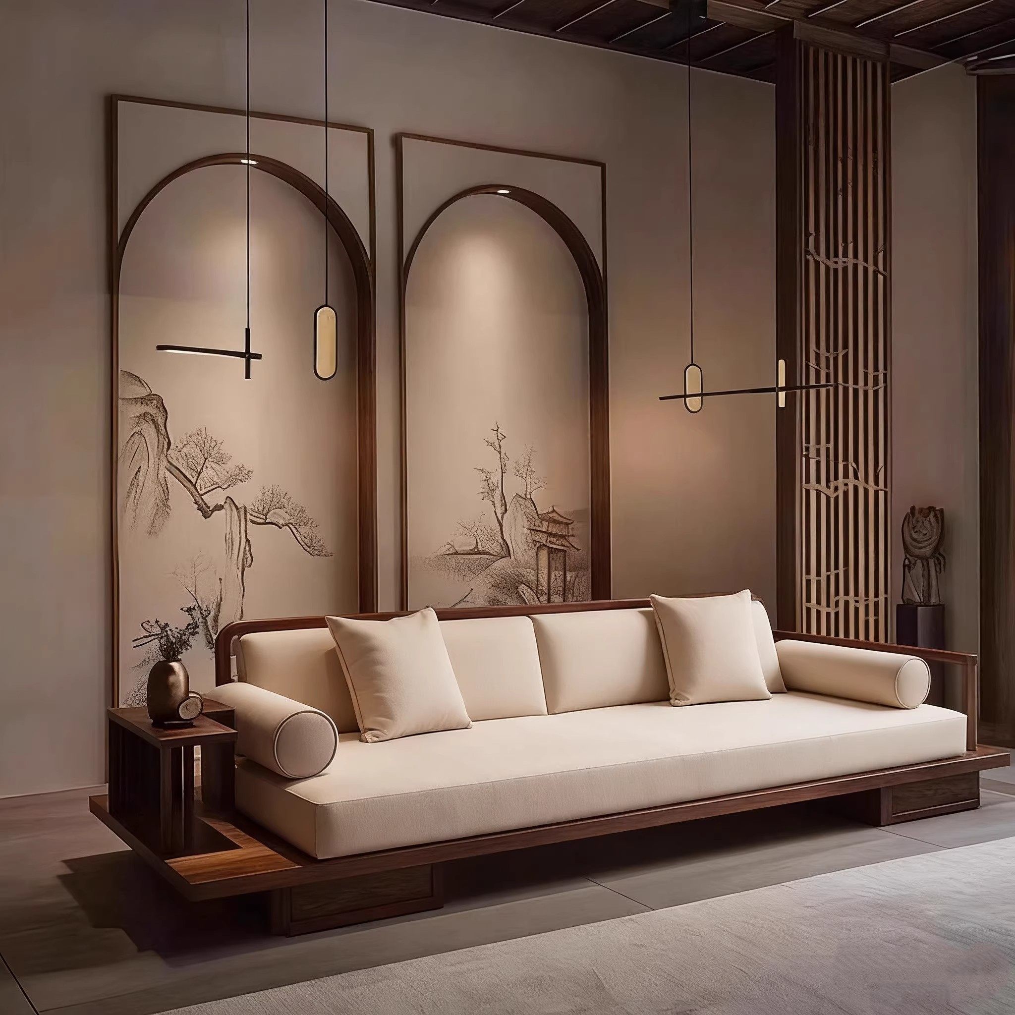 新中式北美黑胡桃木直排沙发2025新款高端简约客厅实木沙发小户型