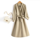 修身 皮风衣青中年女中长款 过膝大衣外套女 大码 高端品质皮衣女春季