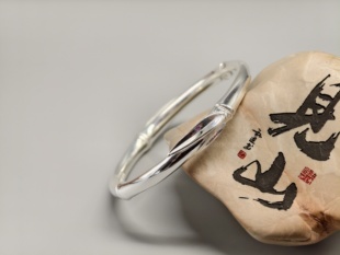 百年久诚原创设计实心浮雕竹节手镯 足银9999