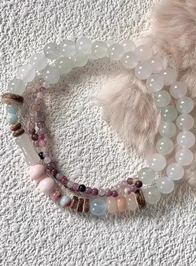 锦一饰品新中式清透串珠莲花手链女中国风手串时尚禅意手串手饰品