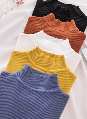 半高领套头毛衣女紧身韩版秋冬新款打底衫长袖修身纯色上衣针织衫