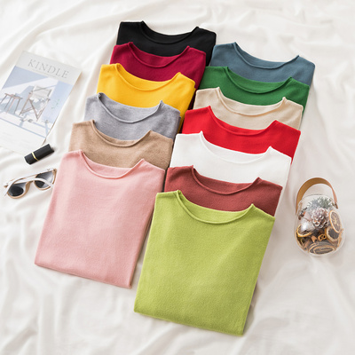 0圆领女内修身百搭洋气套头毛衣