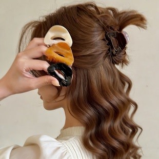 简约气质醋酸抓夹女百搭半抓公主头发夹发量少高马尾夹发卡发饰新