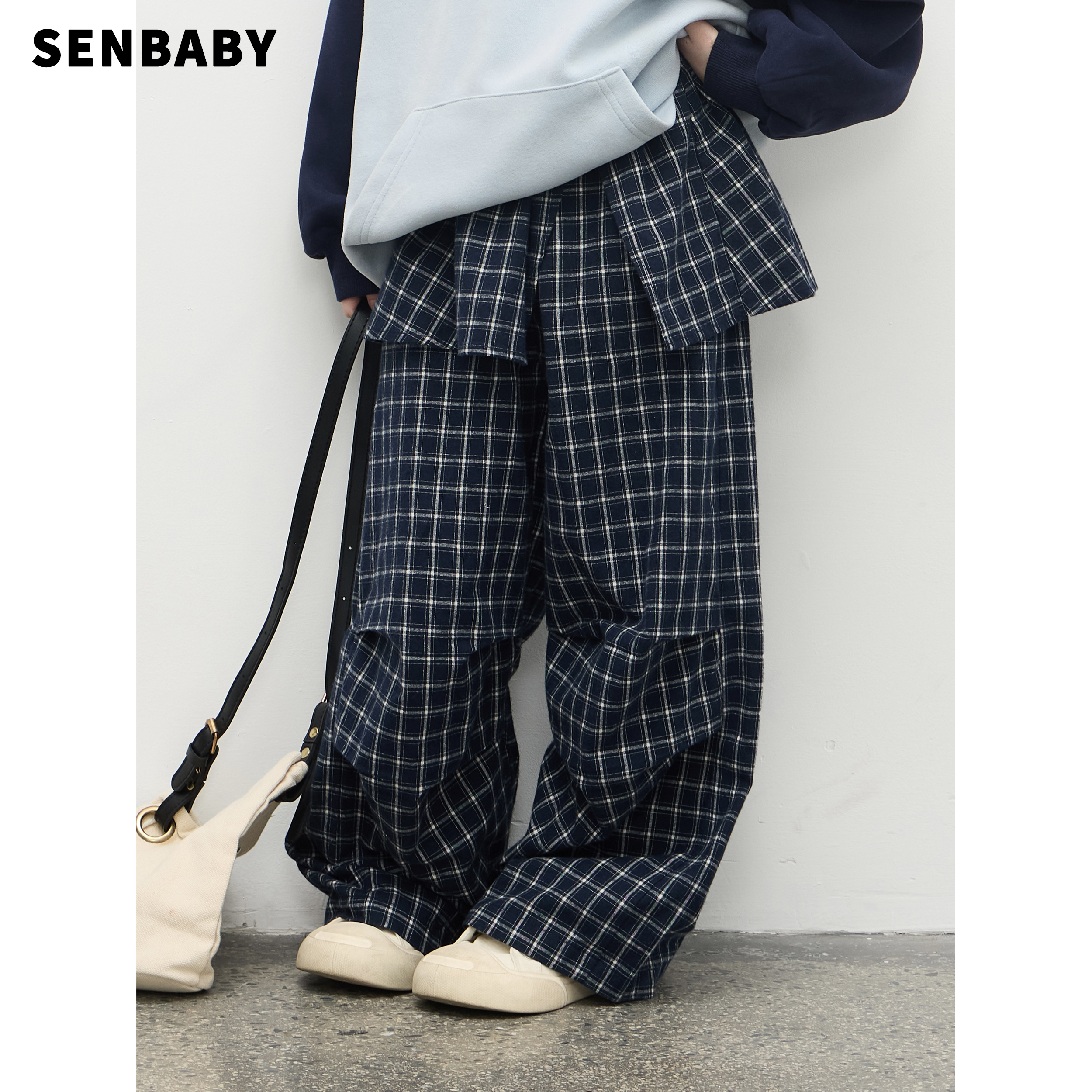 【现货】senbaby女童格子长裤2025秋季百搭儿童洋气裙围休闲裤