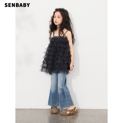 【现货】senbaby童装女童网纱吊带上衣2026夏季新款层层纱吊带