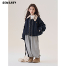 可拆卸夹棉牛仔棉服 senbaby女童加棉牛仔外套儿童冬装 现货
