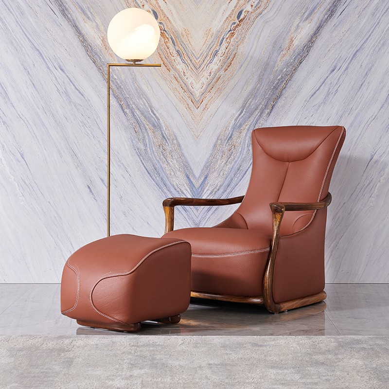 单人沙发椅轻奢懒人椅真皮单椅客厅休闲皮椅子老虎椅设计师扶手椅