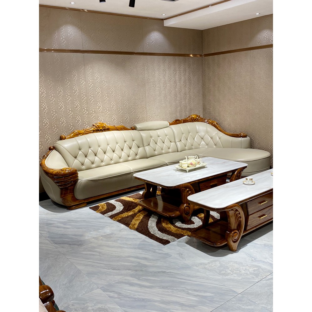 欧洛仕乌金木沙发客厅真皮沙发别墅中式欧式沙发实木沙发转角沙发