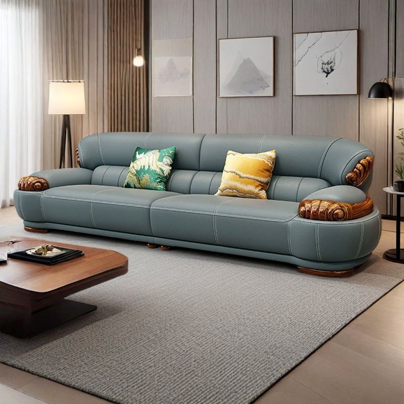 欧洛仕欧式乌金木真皮沙发别墅自建房豪华中式皮艺雕刻沙发