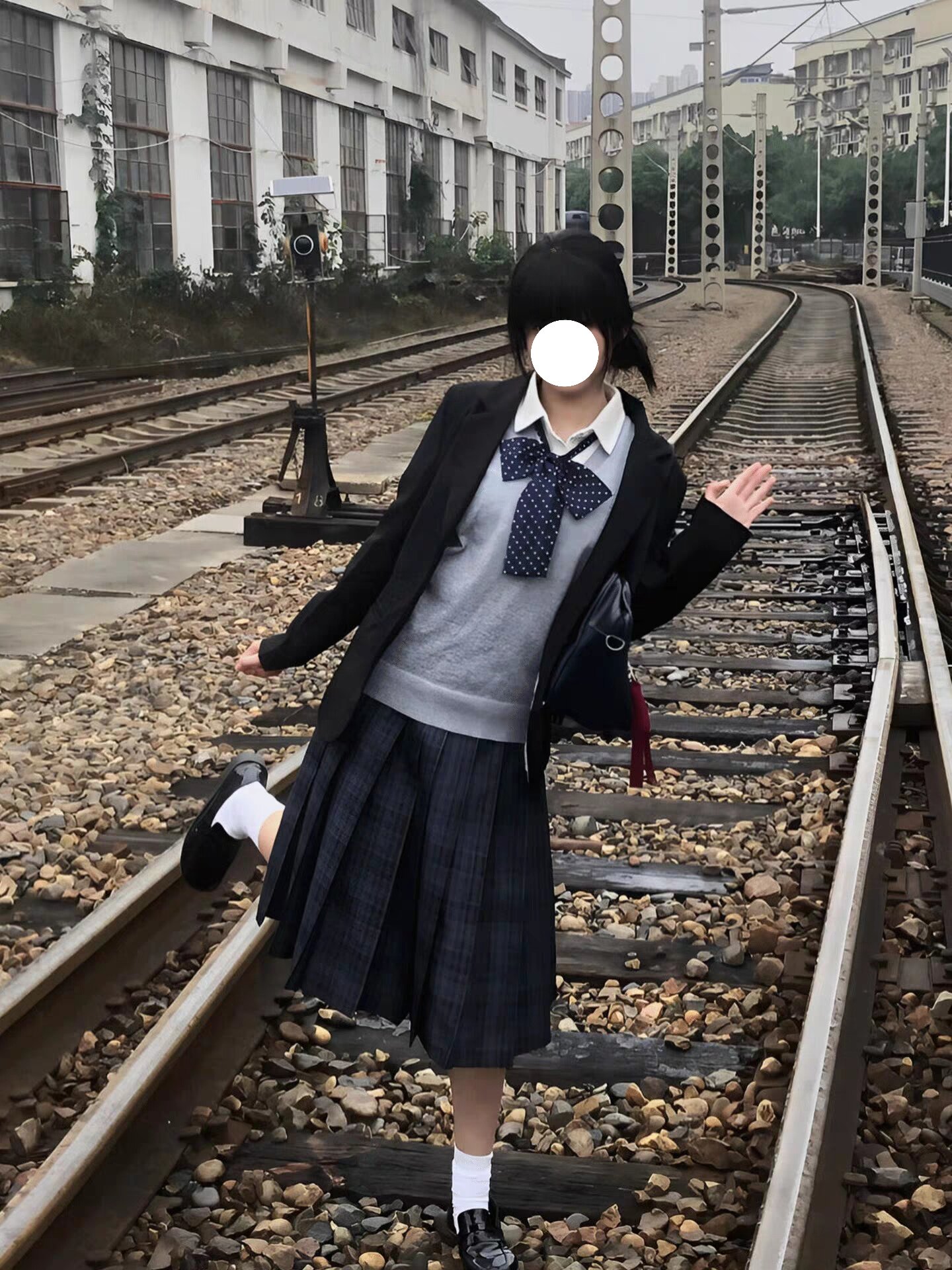 黑色西装外套上衣女秋冬叠穿长袖衬衫海苔中长裙校供感Jk制服套装图片