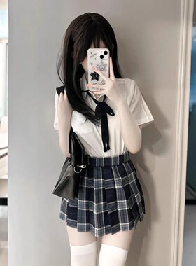 原创学院风Jk制服日系夏季基础款白色衬衫班级校服小田凌Jk格裙女