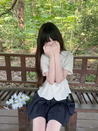 夏季娃娃领短袖衬衫可爱校供感绀色Jk短裙学院风日系女学生一整套