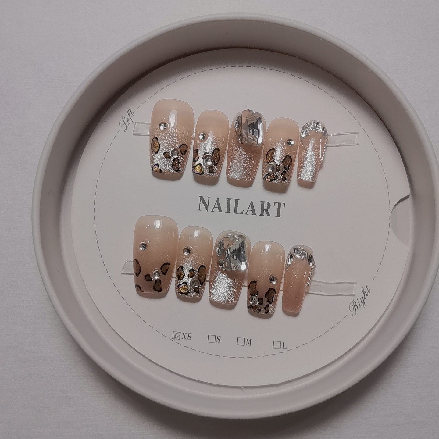 纯手工穿戴甲片高级感豹纹法式气质显白定制高级感爆闪猫眼美甲