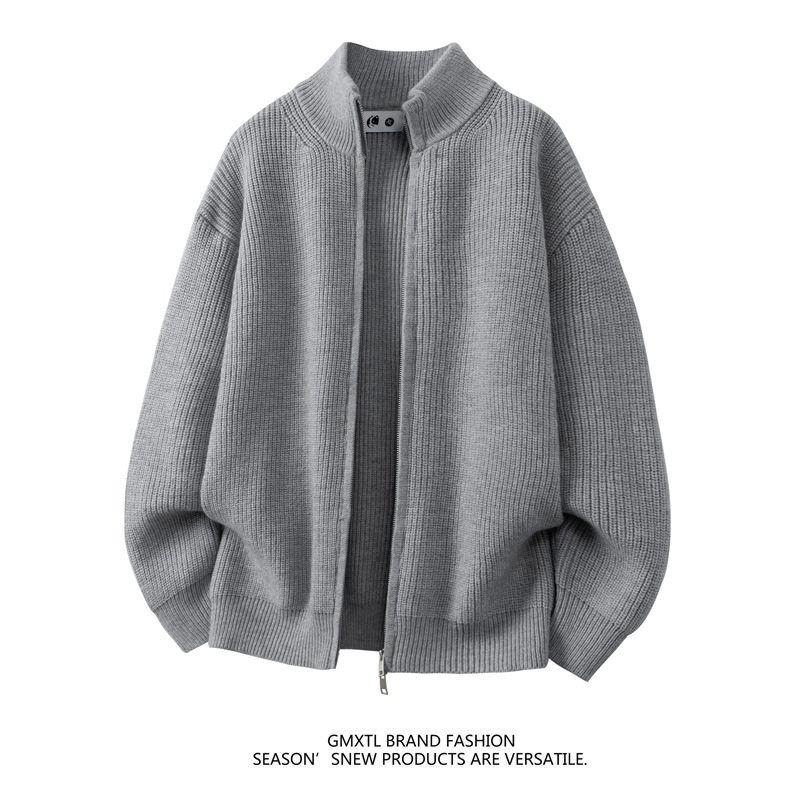 宅男社2025秋冬新款男士立领开衫毛衣外套休闲韩版大码男士高级感