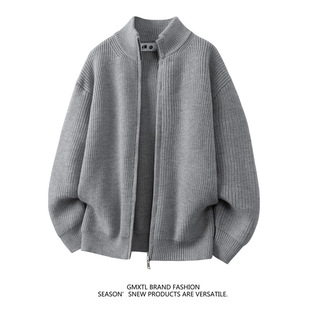 宅男社2025秋冬新款男士立领开衫毛衣外套休闲韩版大码男士高级感