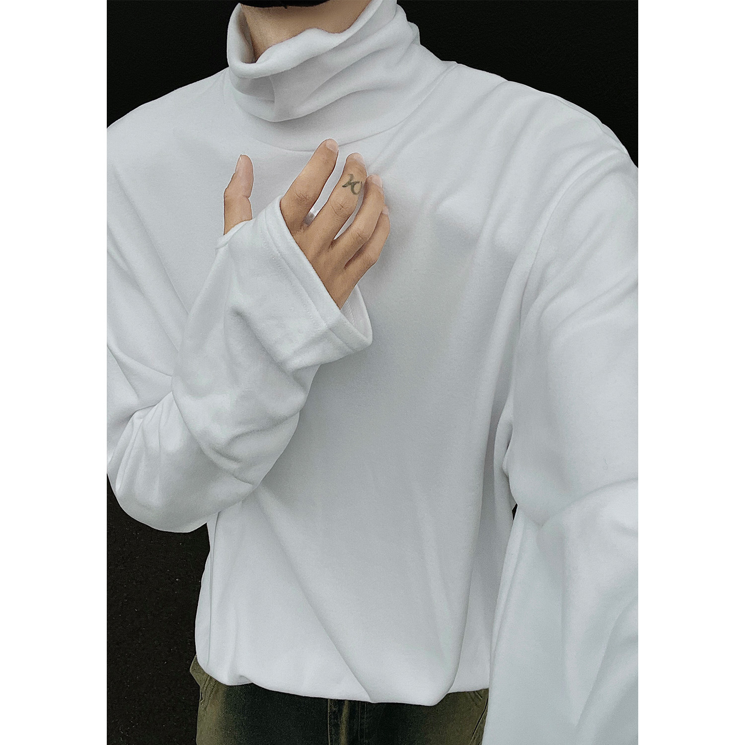 宅男社2025冬季新款男士高领打底衫男装潮牌德绒冬装情侣内搭长袖