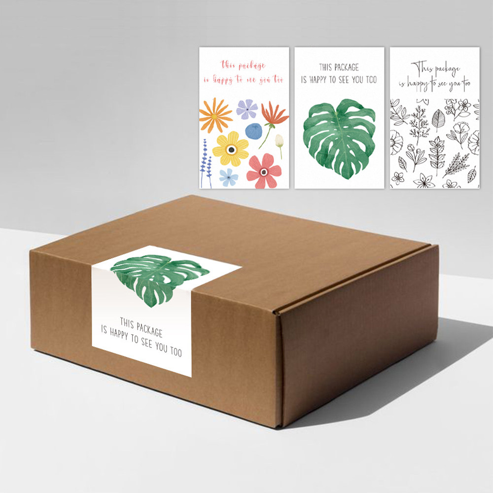 150张/卷彩色花卉感谢礼盒密封标签长方形礼品封口贴纸包装装饰