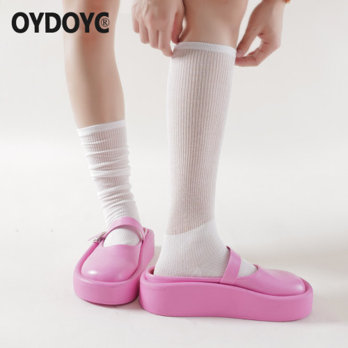 白色小腿袜子女夏季薄款堆堆袜
