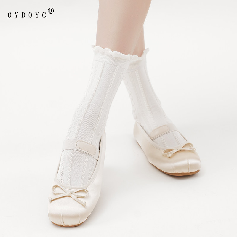 OYDOYC夏薄款袜子女JK花边白色棉袜日系洛丽塔女袜可爱小皮鞋长袜图片