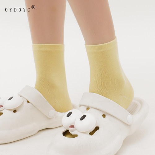 纯色袜子女中筒袜纯棉彩色袜子