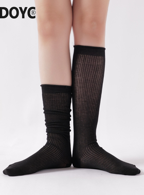 OYDOYC 袜子女小腿袜薄款夏季黑色jk堆堆袜高筒搭配小皮鞋长筒袜