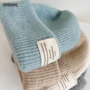 OYDOYC 冬天加厚保暖针织布标毛线帽子女冬季下雪防寒护耳包头帽