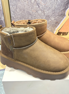 索菲娅2024冬季新款时尚百搭厚底加绒保暖短筒雪地靴女SF4411A187