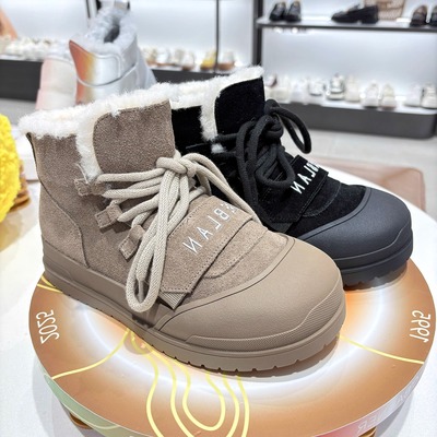 eblan伊伴厚底雪地靴女款2024新款冬季加绒加厚皮毛一体B24766803