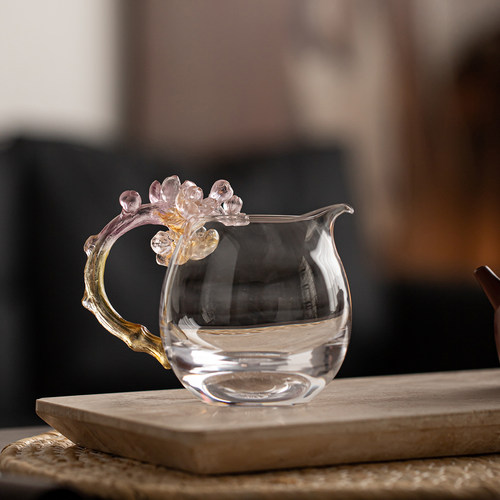 梅花琉璃把手防烫公道杯茶海