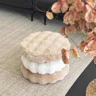 奶油风圆形坐垫兔毛绒加厚抱枕办公室椅子凳子座椅垫子沙发靠垫