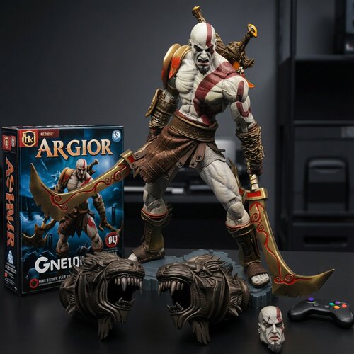 7寸战神手办模型奎托斯Kratos 游戏3可动人偶公仔火焰刀摆件 NECA